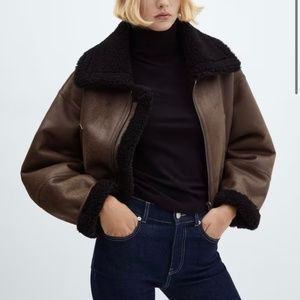 ISO Mango brown shearling jacket XS